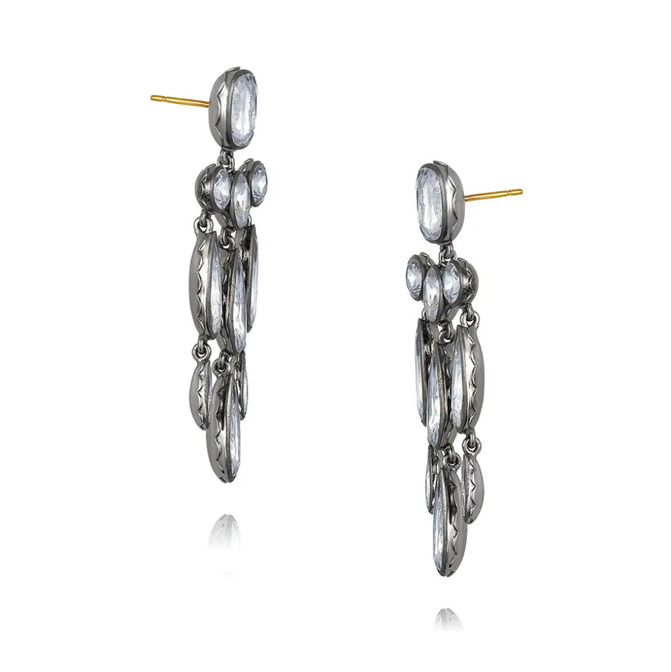 Catherine Long Girandole Earrings in White