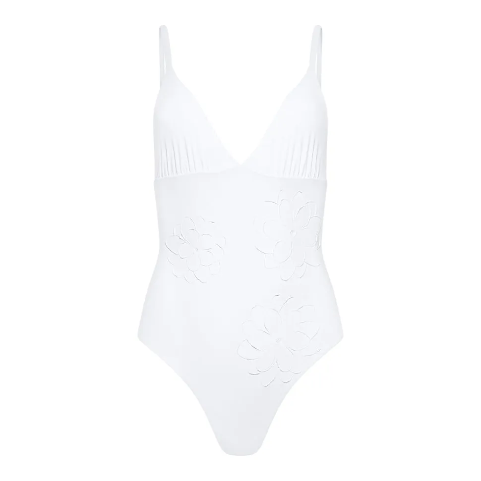 Catherine One-Piece With Floral Appliqués
