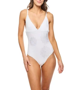 Catherine One-Piece With Floral Appliqués