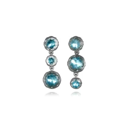Catherine Round 3-Drop Earrings in Sky