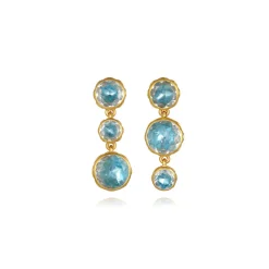 Catherine Round 3-Drop Earrings in Sky