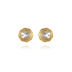 Catherine Round Stud Earrings in White
