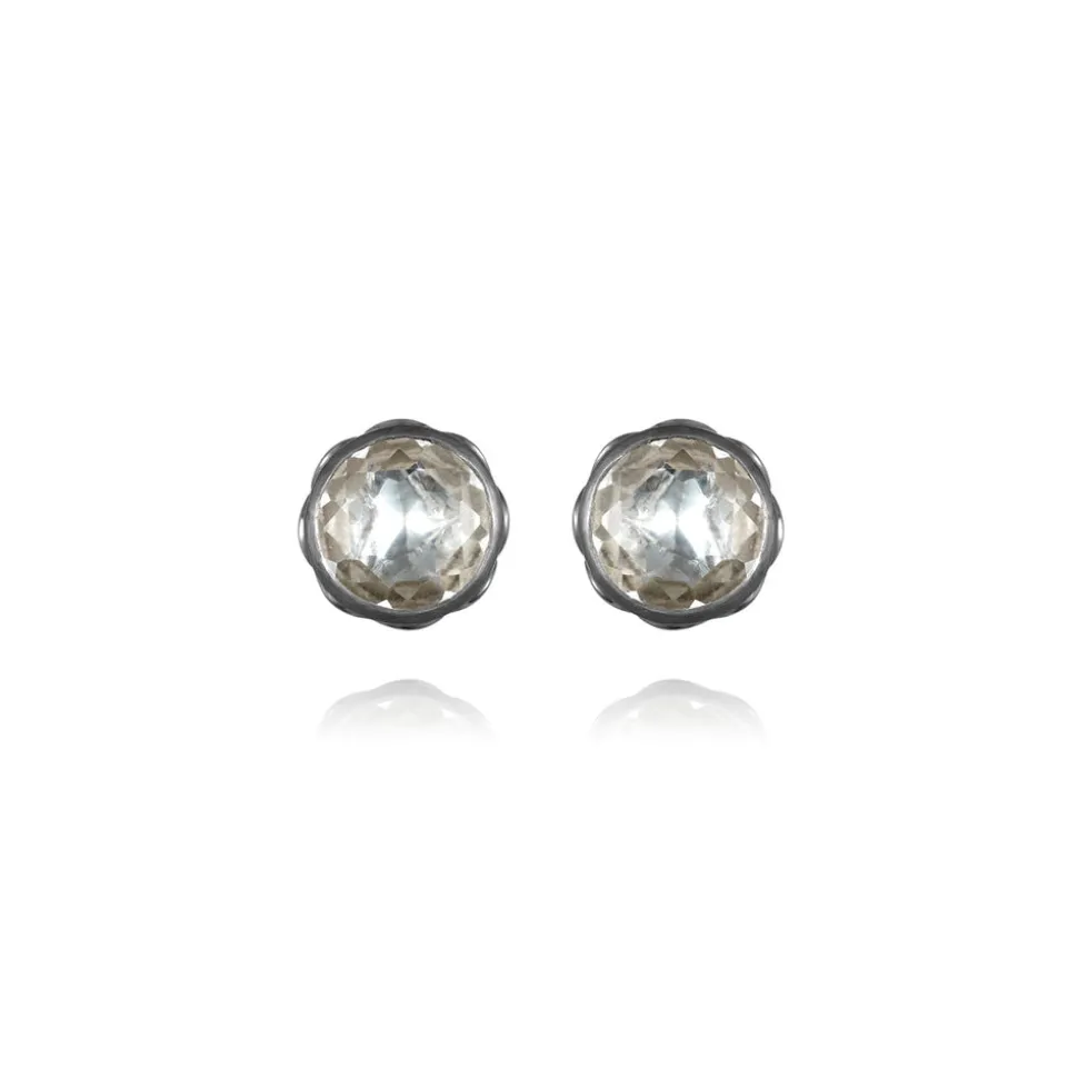 Catherine Round Stud Earrings in White