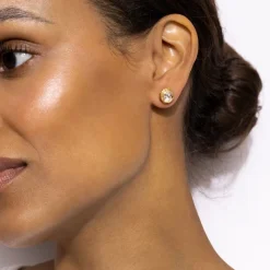Catherine Round Stud Earrings in White