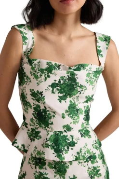 Celeste Top in Cream & Green Floral