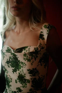 Celeste Top in Cream & Green Floral