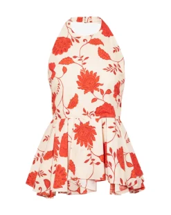 Celeste Top in Cream & Tomato