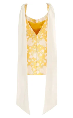 Celestia Yellow Floral Brocade Corset Mini Dress