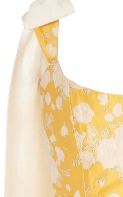 Celestia Yellow Floral Brocade Corset Mini Dress