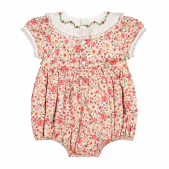 Celestine Red Floral Smocked Romper