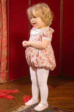 Celestine Red Floral Smocked Romper