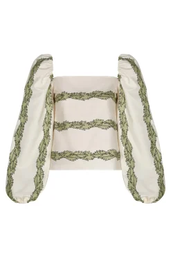Celia Cotton Blouse in Ivory Striped Helechos