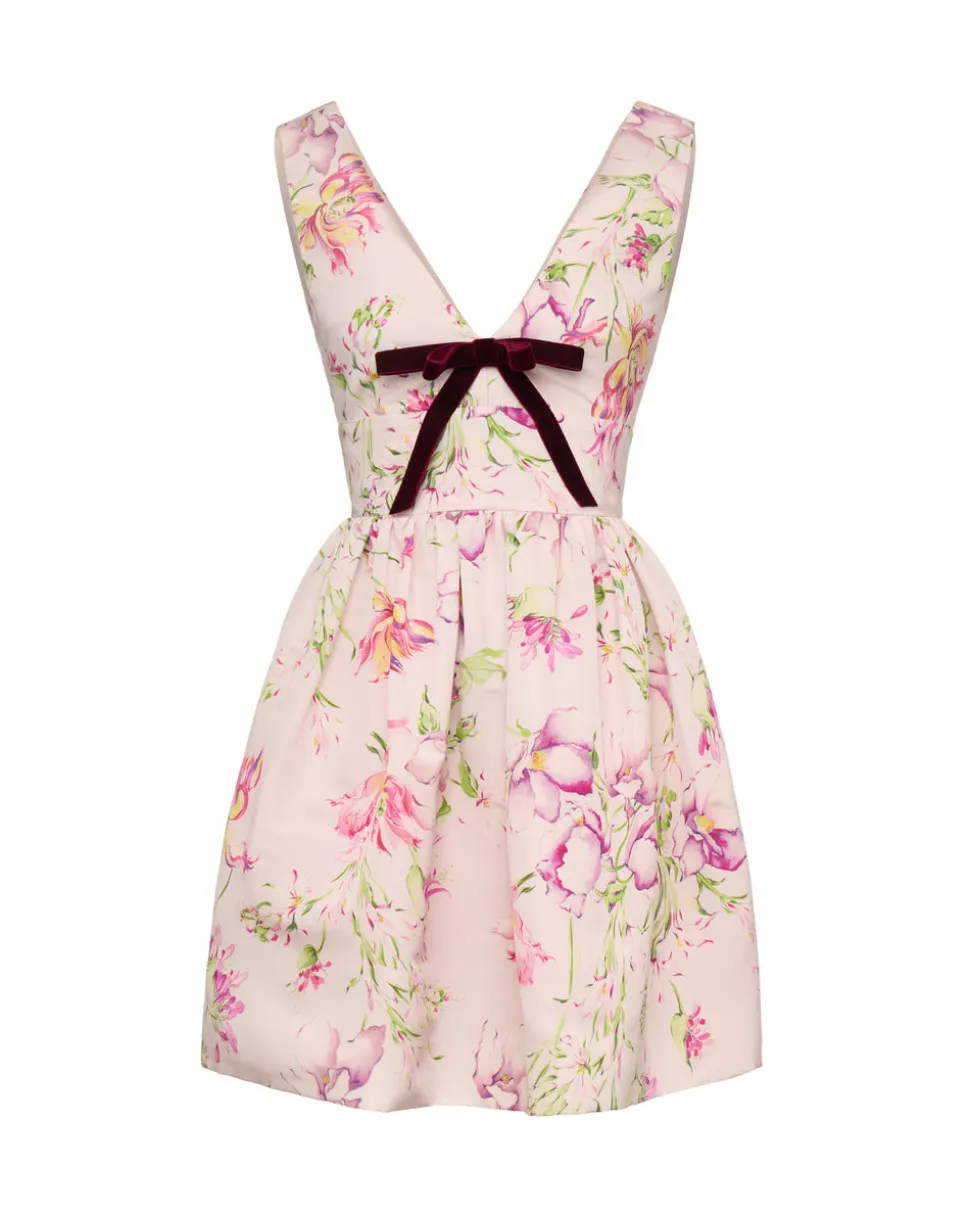 Celia Dress in Quartz Bloom Silk Faille