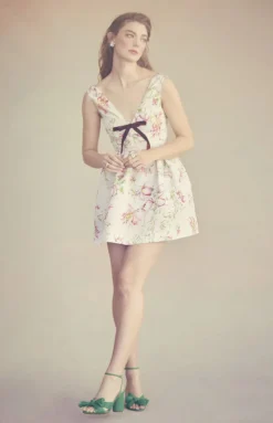 Celia Dress in Quartz Bloom Silk Faille