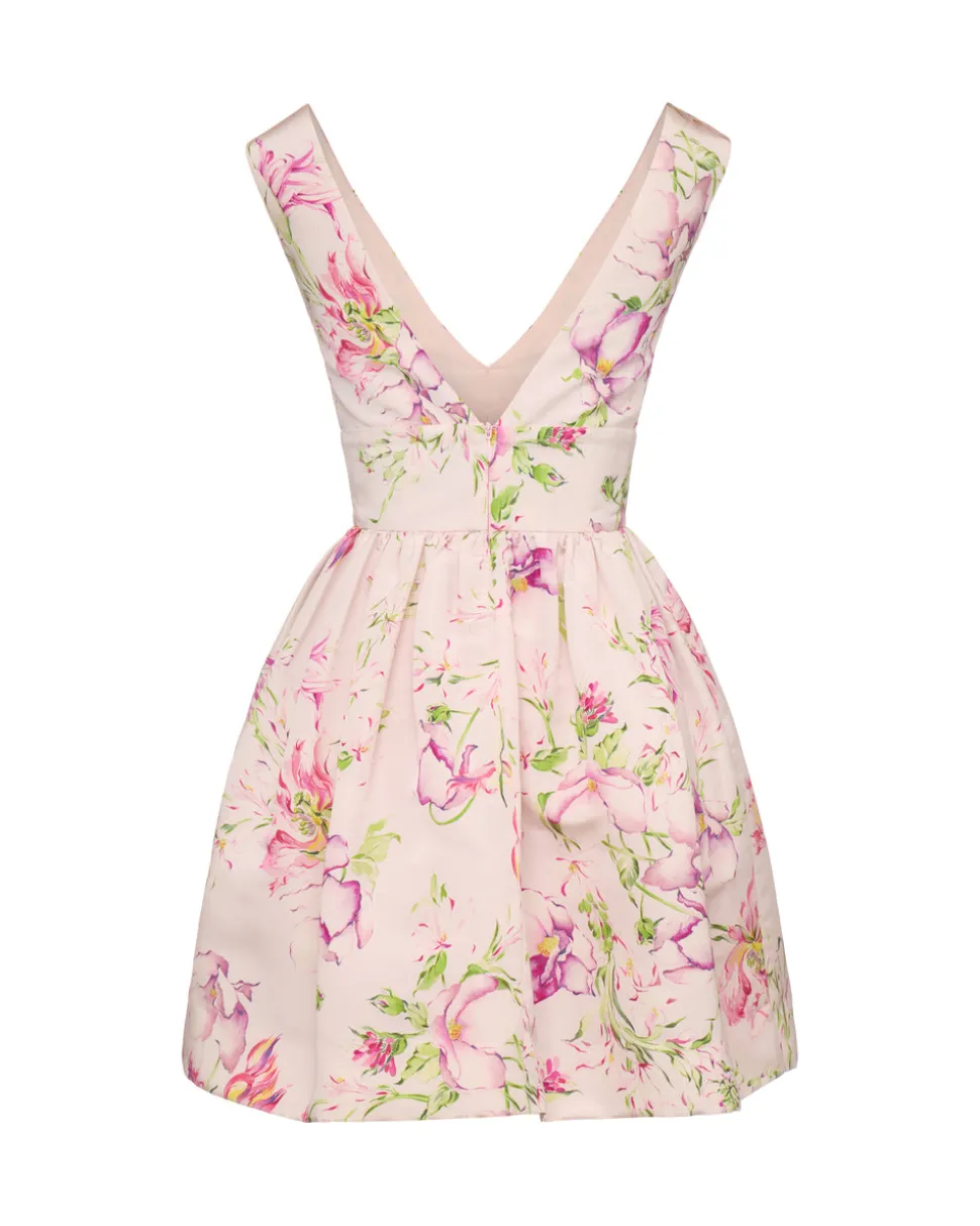Celia Dress in Quartz Bloom Silk Faille