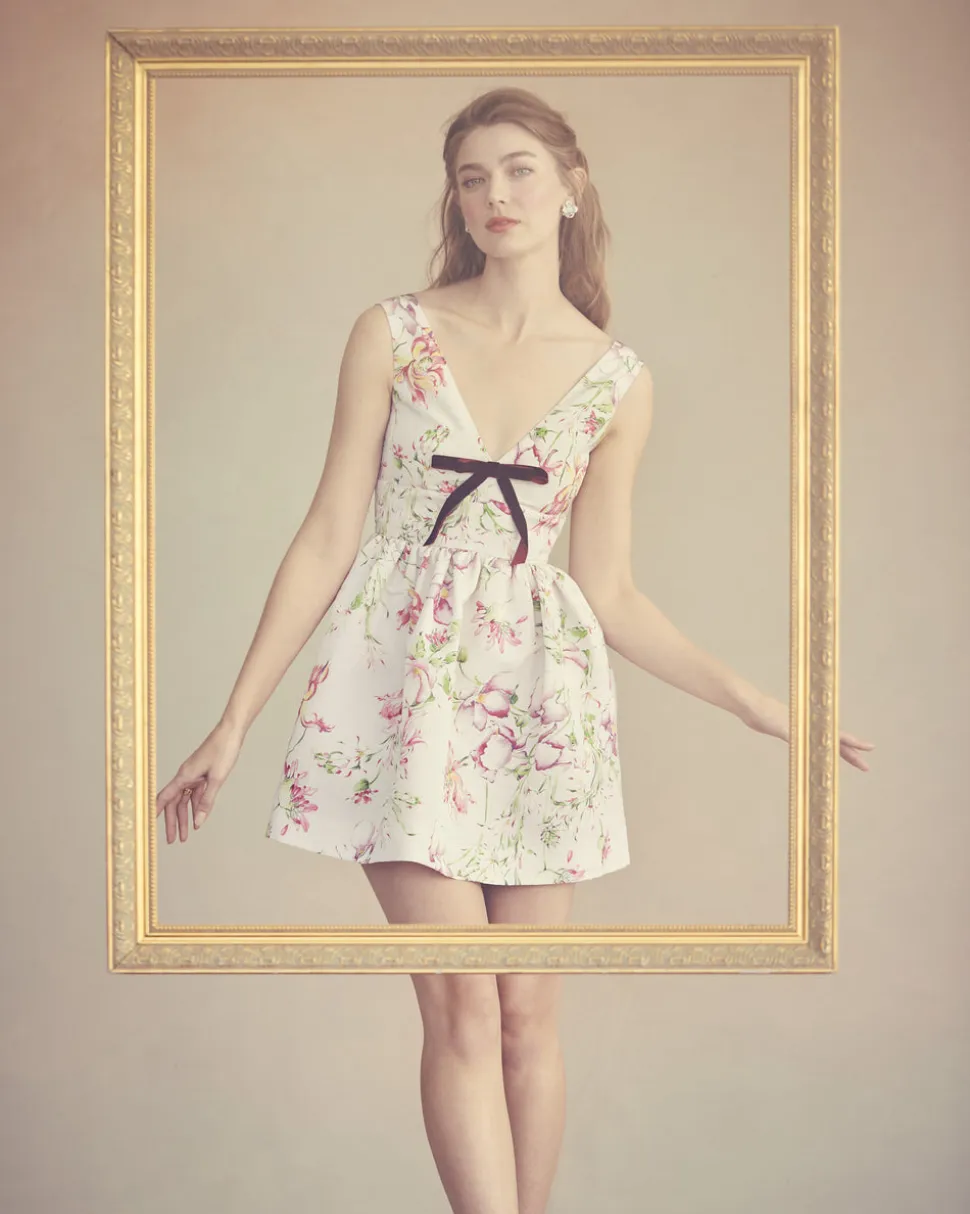 Celia Dress in Quartz Bloom Silk Faille
