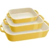 Ceramic 3-pc Rectangular Baking Dish Set in Citron