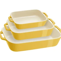 Ceramic 3-pc Rectangular Baking Dish Set in Citron