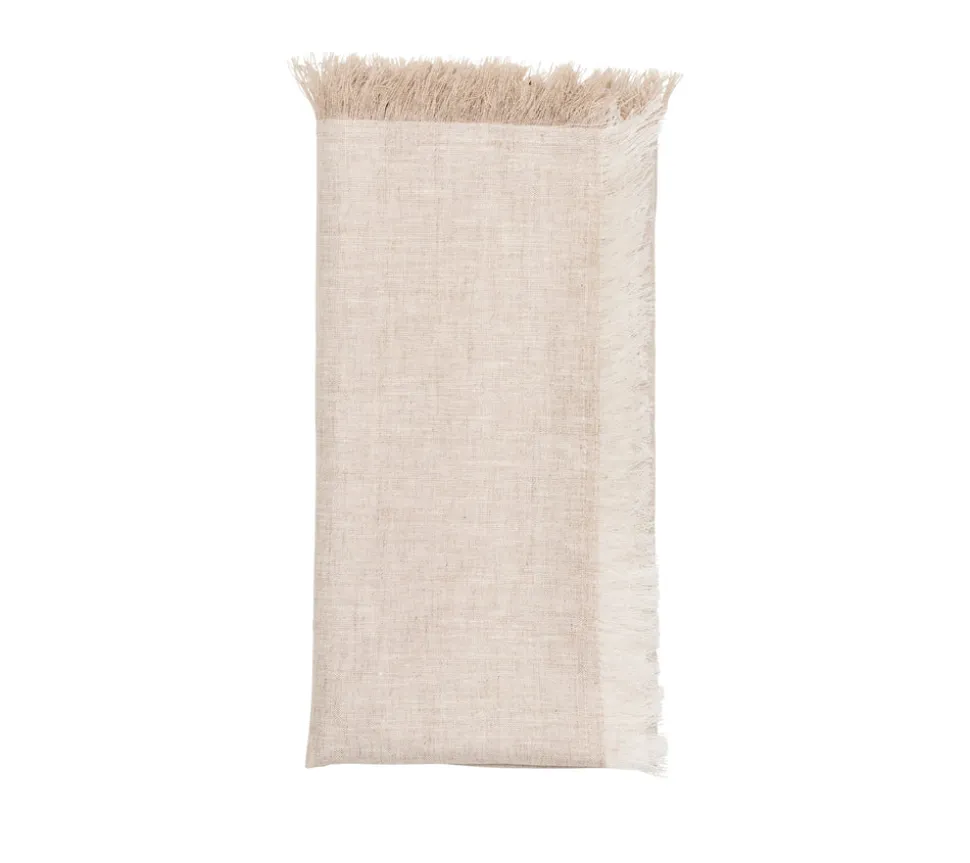 Chambray Fringe Napkin in Natural, Set of 4