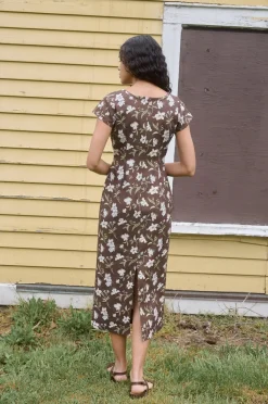 Charlie Dress in Brown Hibiscus