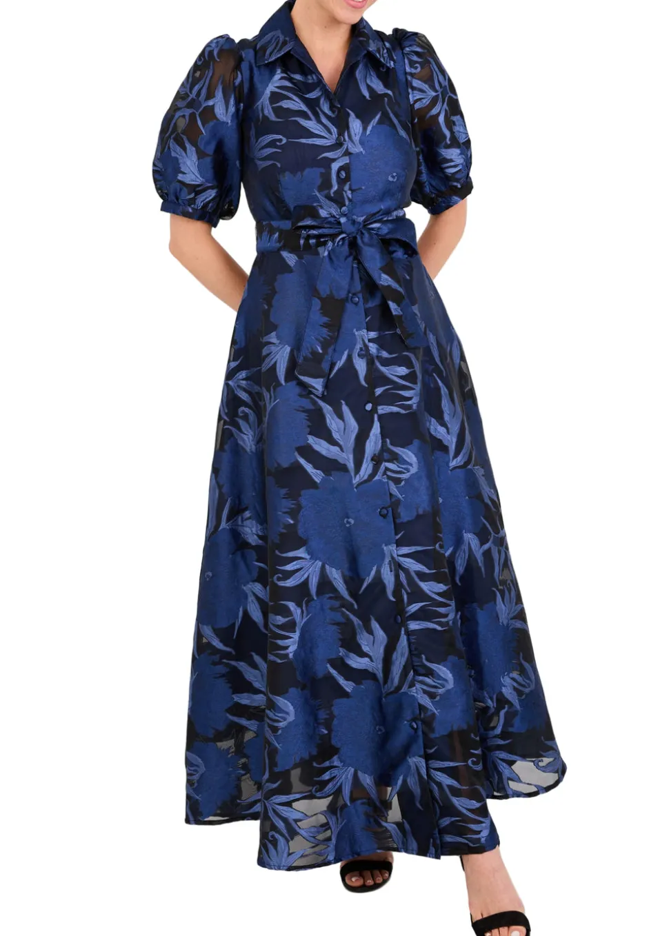 Charlotte Gown in Royal Blue Pansy Vine Organza