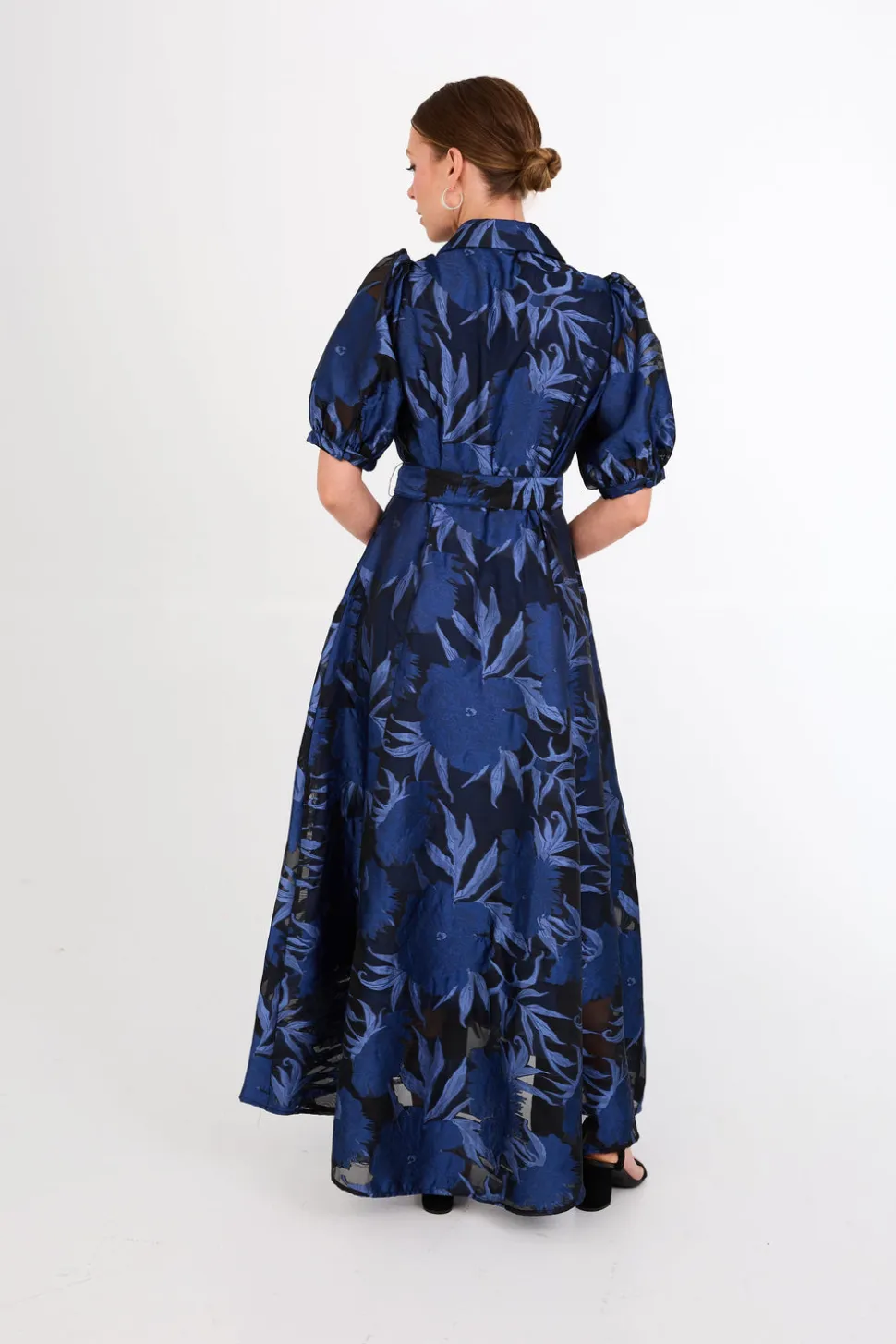 Charlotte Gown in Royal Blue Pansy Vine Organza