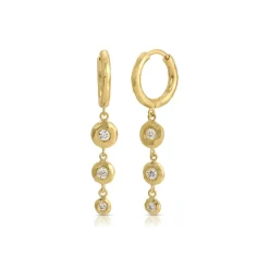 Charmed Micro Gabby Hoops in Tiered Diamond Nesting Gem Drops in Three