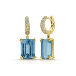 Charmed Pavé Micro Yana Hoop with Sky Blue Topaz