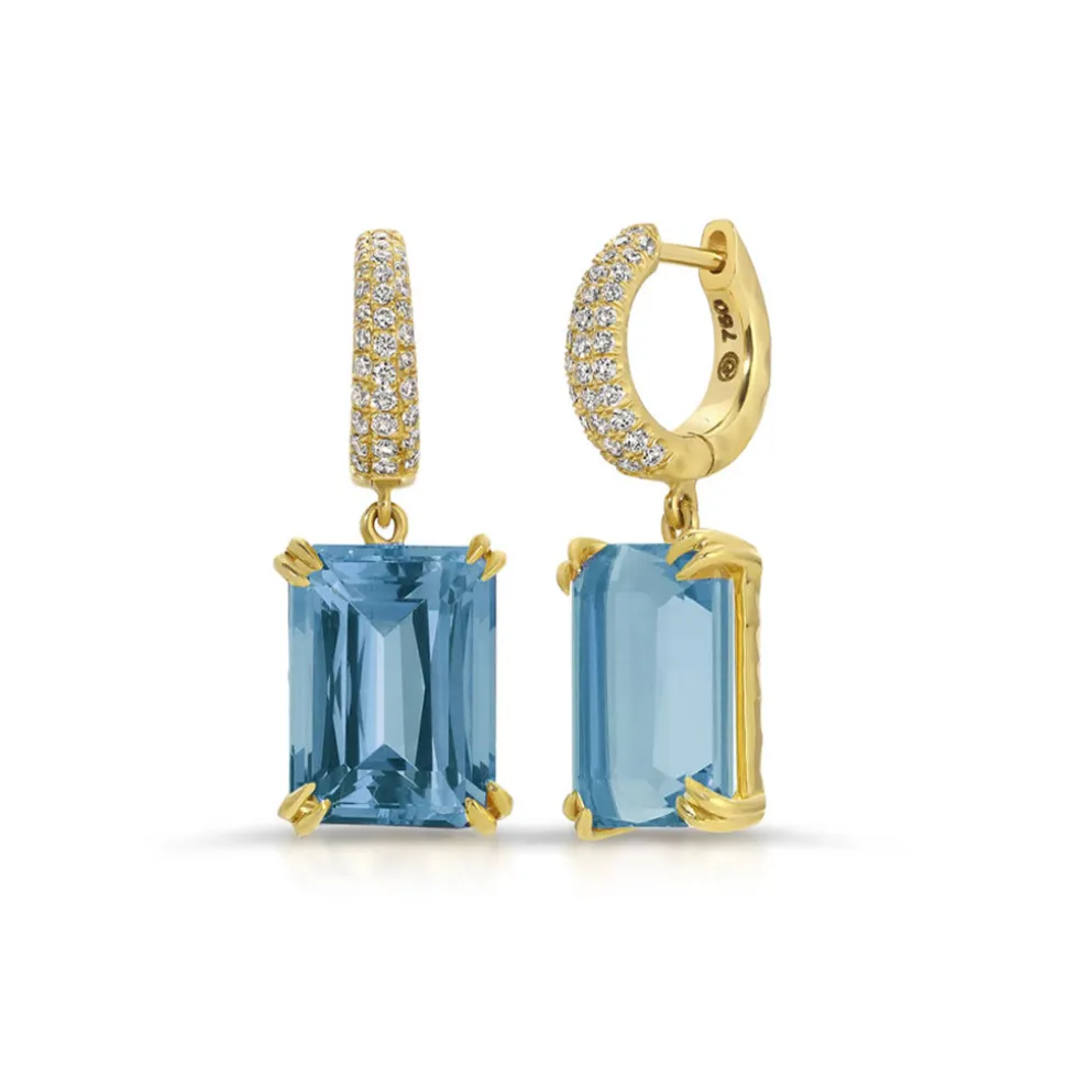 Charmed Pavé Micro Yana Hoop with Sky Blue Topaz