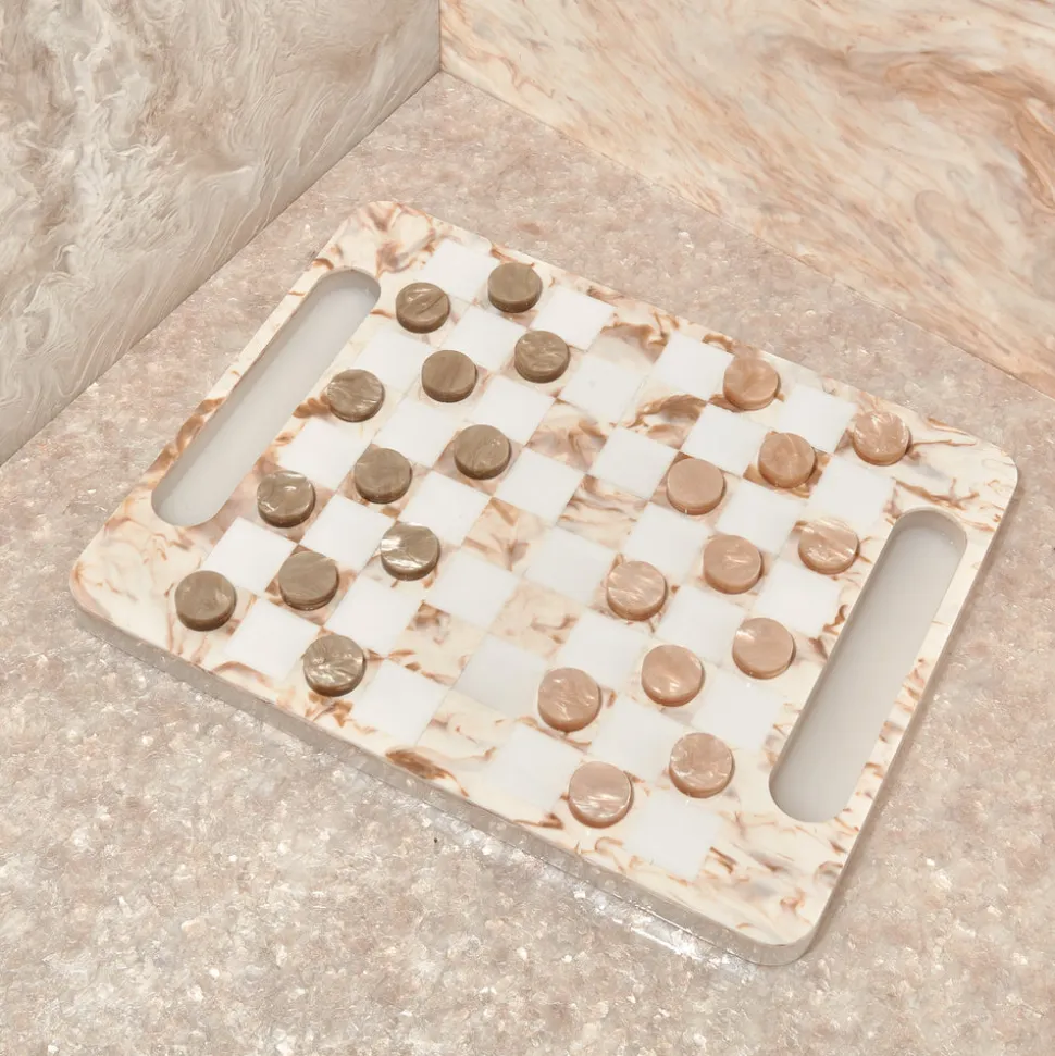 Checkers in Burnt Agate Marble