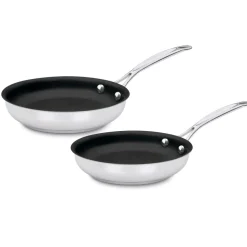 Chef's Classic® Stainless Set of 2 Nonstick Skillets (9" Skillet & 11" Skillet) in Stainless Steel