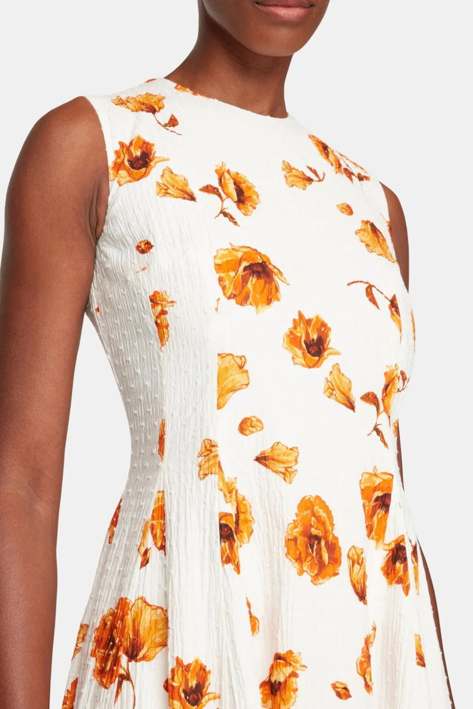 Chelsea Dress In Orange Poppies Bibione Cotton