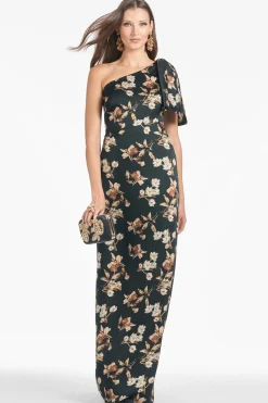 Chelsea Gown in Black Venetia Petal