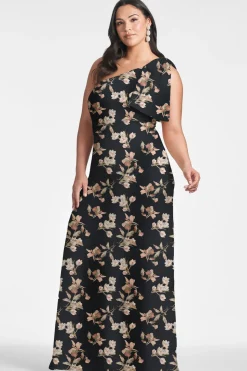 Chelsea Gown in Black Venetia Petal