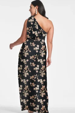 Chelsea Gown in Black Venetia Petal