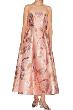 Cheryl Midi Dress Pink Jacquard