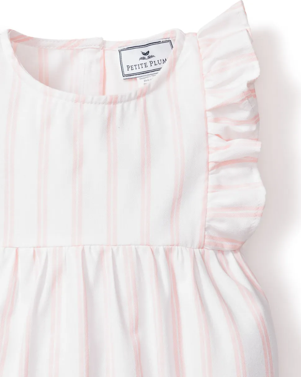 Children’s Pink and White Stripe Ruffled Romper