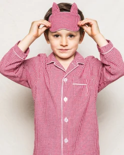 Children’s Red Mini-Gingham Kitty Sleep Mask