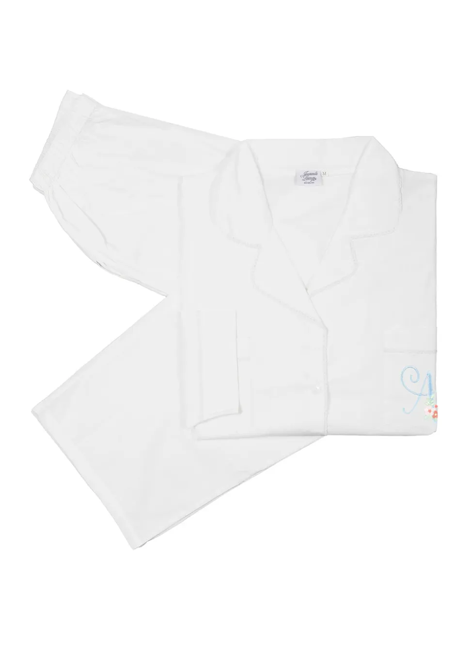 Christine White Cotton Long Sleeve Pajama Set