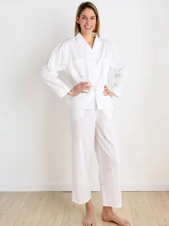 Christine White Cotton Long Sleeve Pajama Set