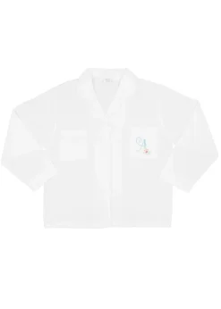 Christine White Cotton Long Sleeve Pajama Set