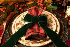 Christmas Green Velvet Napkin Bows, Set of 4