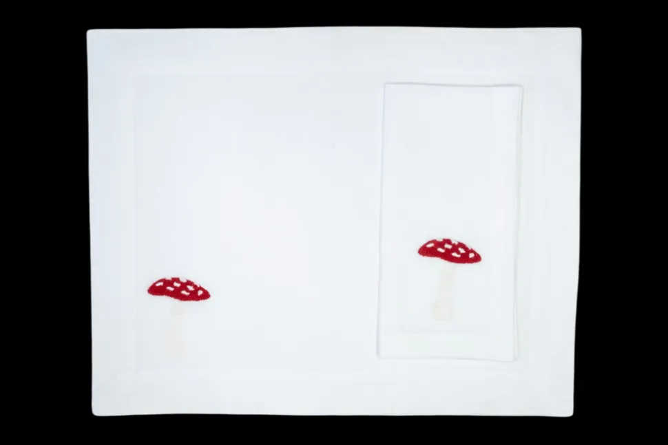 Christmas Red Mushroom Napkin and Placemat, Set of 2