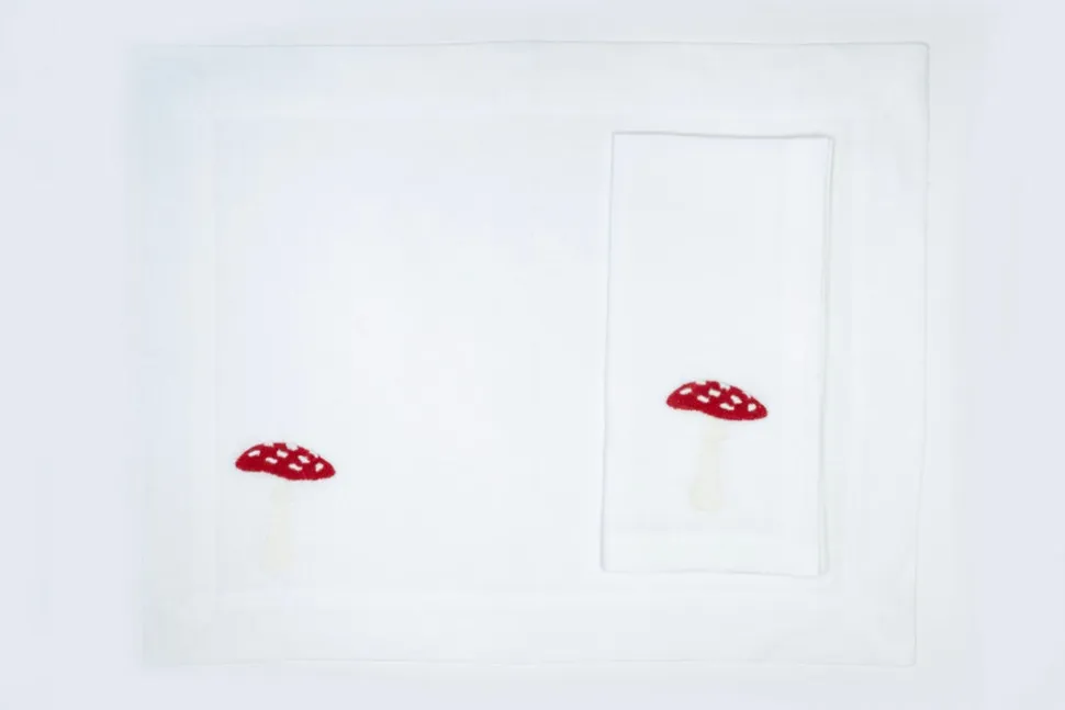 Christmas Red Mushroom Napkin and Placemat, Set of 2