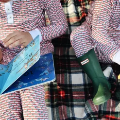 Christmas Tree Stripe Two-Piece Kids Henley Pajamas