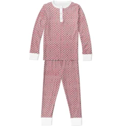 Christmas Tree Stripe Two-Piece Kids Henley Pajamas