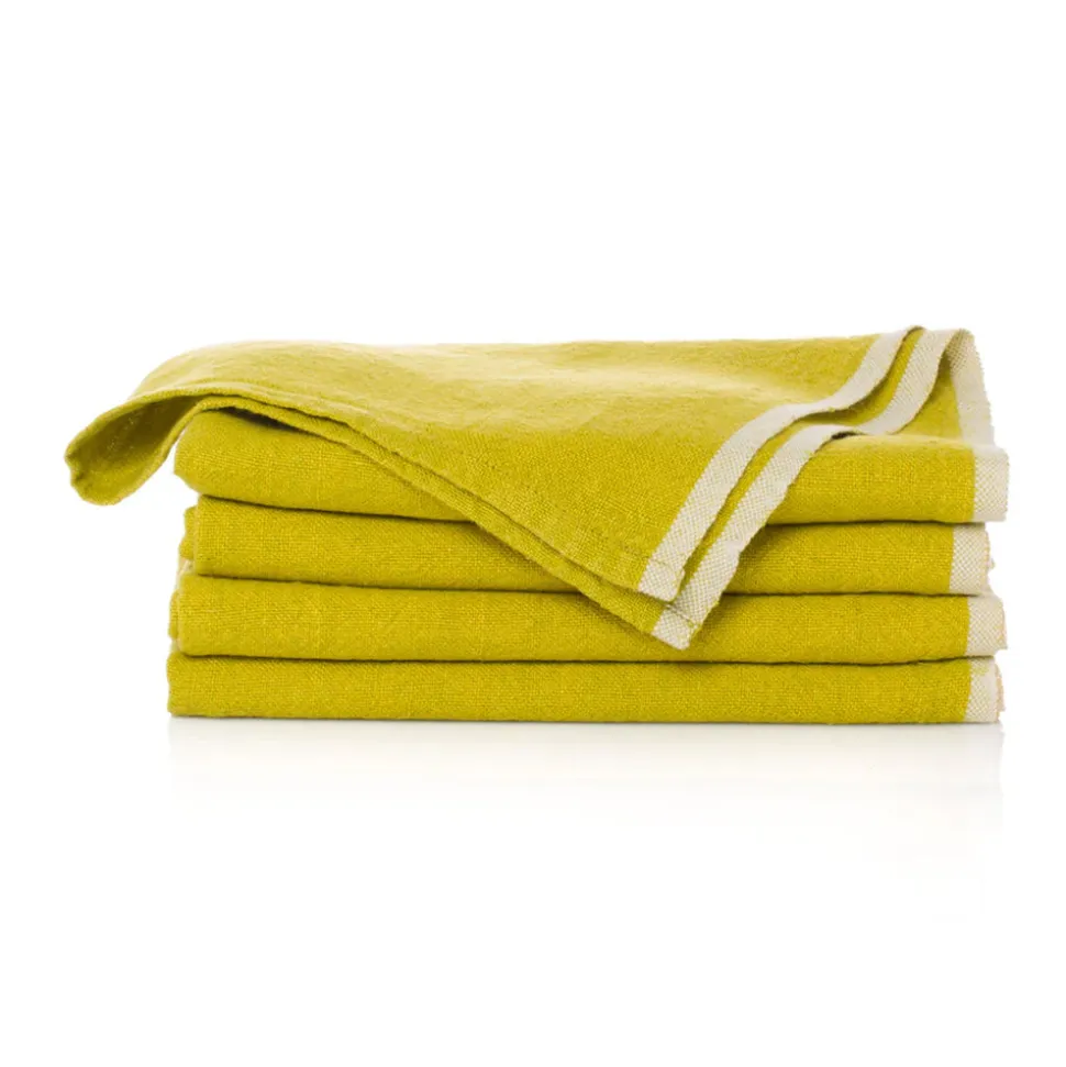 Chunky Linen Napkins in Lime, Set of 4