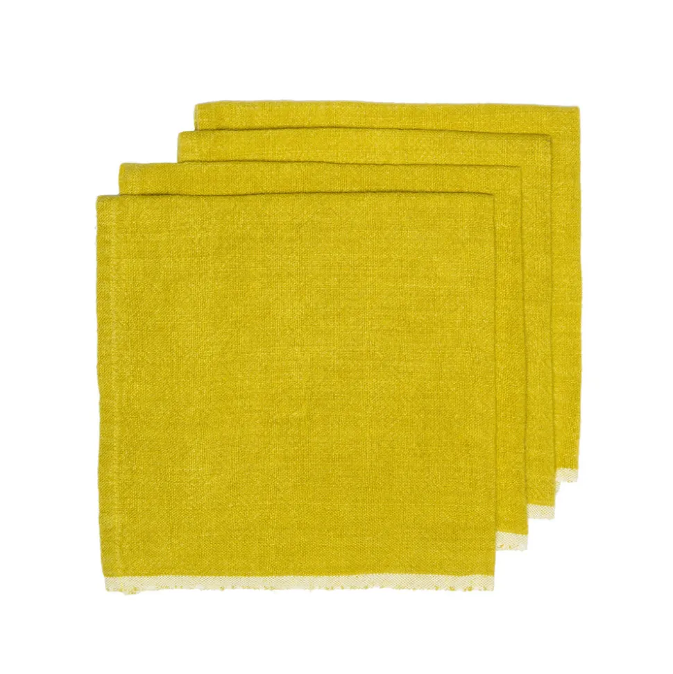 Chunky Linen Napkins in Lime, Set of 4