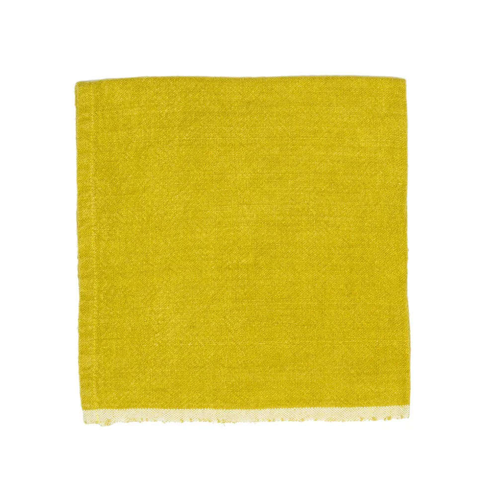 Chunky Linen Napkins in Lime, Set of 4
