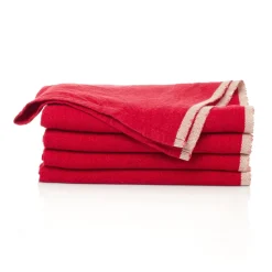 Chunky Linen Napkins in Red, Set of 4